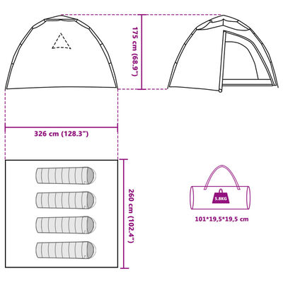 vidaXL Kuppeltelt for camping 4 personer blå hurtigutløser