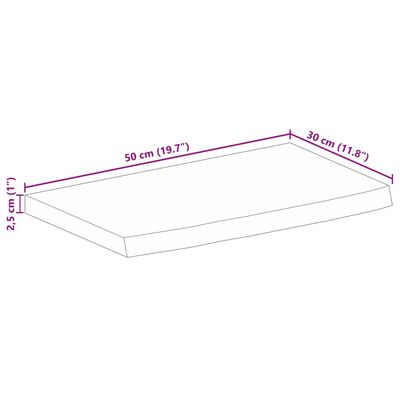 vidaXL Bordplate med naturlig kant 50x30x2,5 cm heltre mango