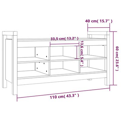 vidaXL Gangbenk 110x40x60 cm heltre furu