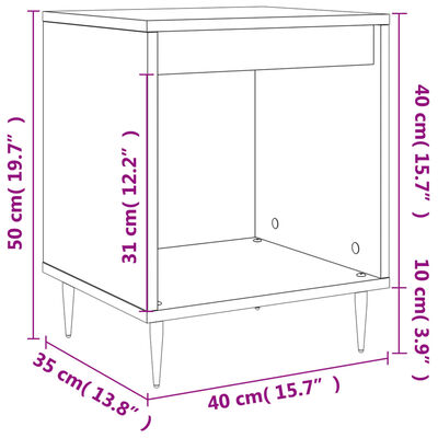 vidaXL Nattbord 2 stk hvit 40x35x50 cm konstruert tre