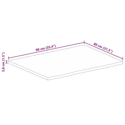 vidaXL Bordplate 90x80x3,8 cm naturlig kant heltre mango