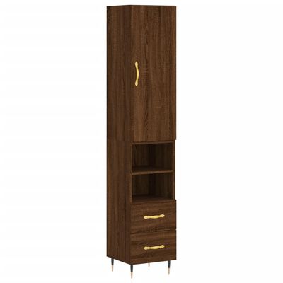 vidaXL Highboard brun eik 34,5x34x180 cm konstruert tre