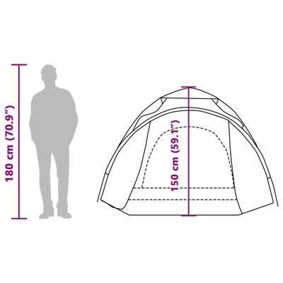 vidaXL Campingtelt 3 personer blå hurtigutløser