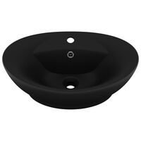 vidaXL Luksuriøs servant overløp oval matt svart 58,5x39 cm keramisk