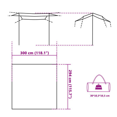 vidaXL Campingpresenning grønn 300x294 cm vanntett