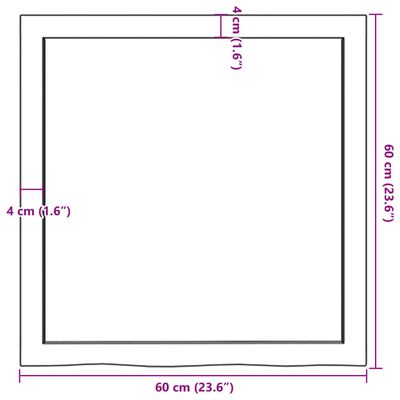 vidaXL Benkeplate til bad lysebrun 60x60x(2-4) cm behandlet heltre