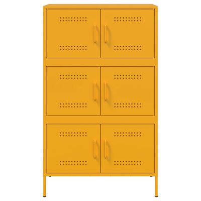 vidaXL Highboard sennepsgul 68x39x113 cm stål