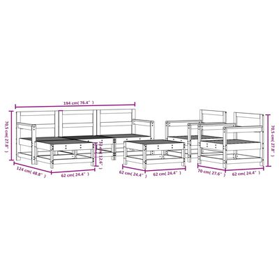 vidaXL Hagesofagruppe 7 deler hvit heltre furu