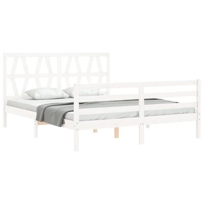 vidaXL Sengeramme med hodegavl hvit 5FT King Size heltre