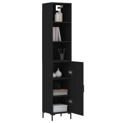 vidaXL Highboard svart 34,5x34x180 cm konstruert tre