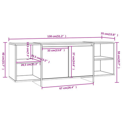 vidaXL TV-benk svart 130x35x50 cm konstruert tre