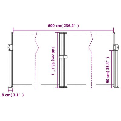 vidaXL Uttrekkbar sidemarkise 140x600 cm blå