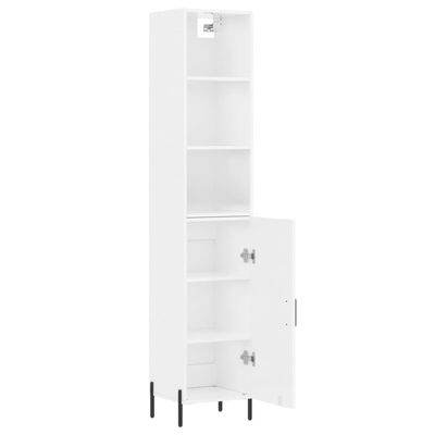 vidaXL Highboard høyglans hvit 34,5x34x180 cm konstruert tre