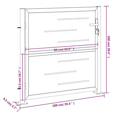 vidaXL Hageport 100x100 cm rustfritt stål