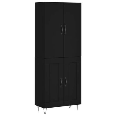 vidaXL Highboard svart 69,5x34x180 cm konstruert tre