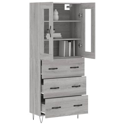 vidaXL Highboard grå sonoma 69,5x34x180 cm konstruert tre