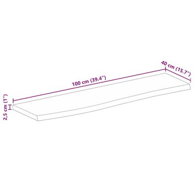 vidaXL Bordplate 100x40x2,5 cm naturlig kant heltre mango