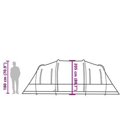 vidaXL Tunneltelt for familie 6 personer grå vanntett