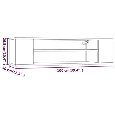 vidaXL Hengende TV-benk grå sonoma 100x30x26,5 cm konstruert tre