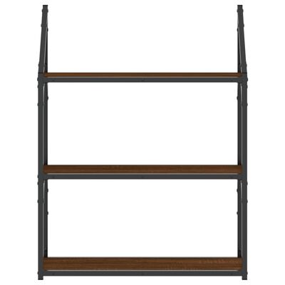 vidaXL Vegghylle 3 etasjer brun eik 60x21x78,5 cm konstruert tre