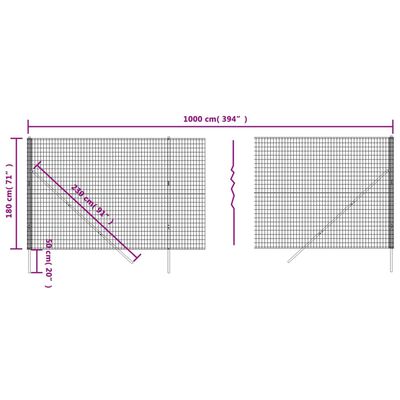 vidaXL Nettinggjerde grønn 1,8x10 m galvanisert stål