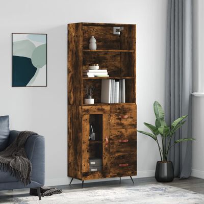 vidaXL Highboard røkt eik 69,5x34x180 cm konstruert tre