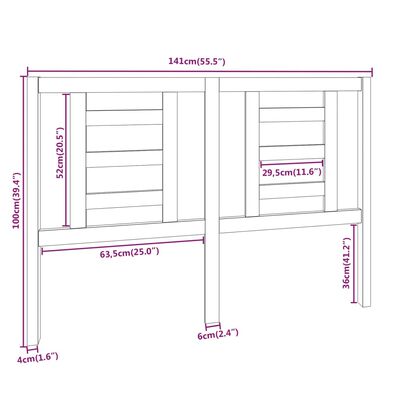 vidaXL Sengegavl honningbrun 141x4x100 cm heltre furu