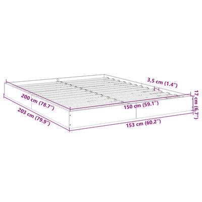 vidaXL Sengeramme uten madrass røkt eik 150x200 cm konstruert tre