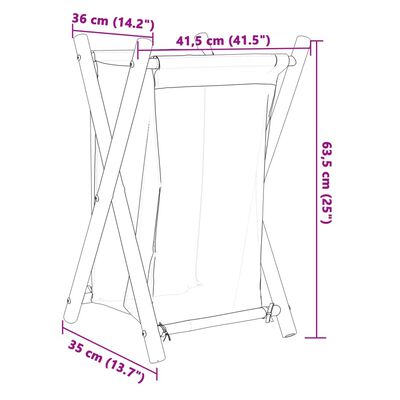 vidaXL Skittentøyskurv kremhvit 41,5x36x63,5 cm bambus