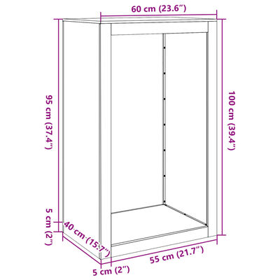 vidaXL Vedstativ hvit 60x40x100 cm stål