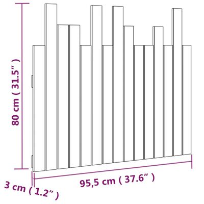 vidaXL Veggmontert hodegavl 95,5x3x80 cm heltre furu