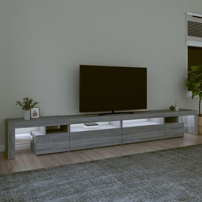 vidaXL TV-benk med LED-lys grå sonoma 290x36,5x40 cm