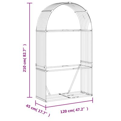 vidaXL Vedholder antrasitt 120x45x210 cm galvanisert stål