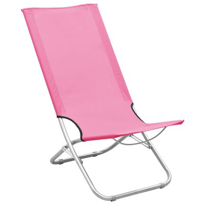 vidaXL Sammenleggbare strandstoler 2 stk rosa stoff