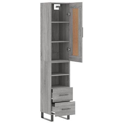 vidaXL Highboard grå sonoma 34,5x34x180 cm konstruert tre