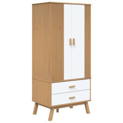 vidaXL Garderobe OLDEN hvit og brun 76,5x53x172 cm heltre furu