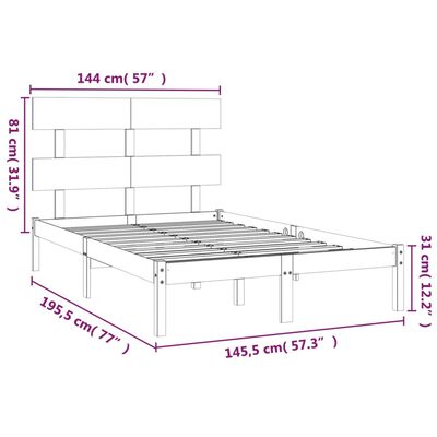 vidaXL Sengeramme svart heltre 140x190 cm