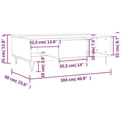 vidaXL Salongbord svart 104x60x35 cm konstruert tre