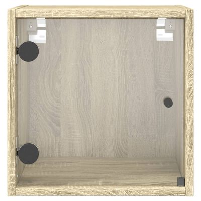 vidaXL Nattbord med glassdører 2 stk sonoma eik 35x37x35 cm