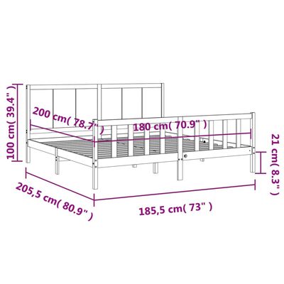 vidaXL Sengeramme med hodegavl 6FT Super King heltre