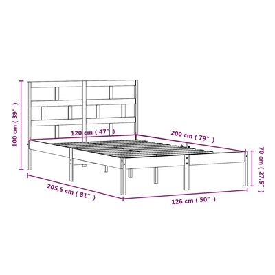 vidaXL Sengeramme heltre furu 120x200 cm