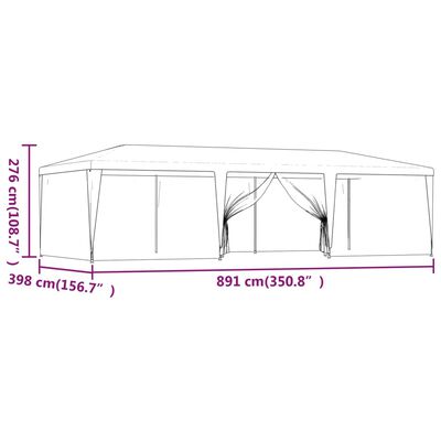 vidaXL Festtelt med 8 sidevegger av netting antrasitt 9x4 m HDPE