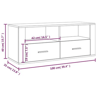 vidaXL TV-benk grå sonoma 100x35x40 cm konstruert tre