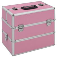 vidaXL Sminkeveske 37x24x35 cm rosa aluminium