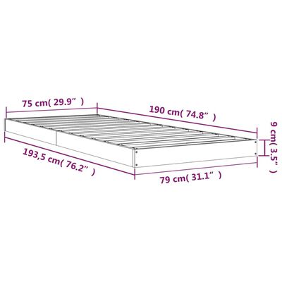 vidaXL Sengeramme honningbrun 75x190 cm heltre furu Small Single