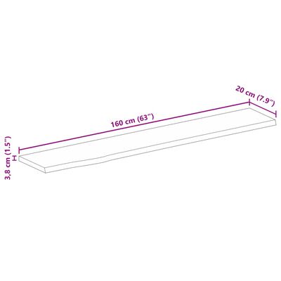 vidaXL Bordplate 160x20x3,8 cm naturlig kant heltre mango