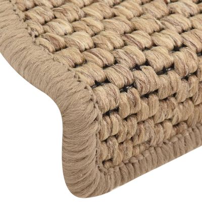 vidaXL Selvklebende trappematter sisal-utseende 15 stk 65x21x4 cm sand