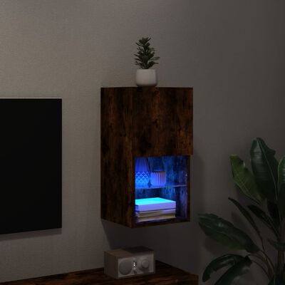 vidaXL TV-benk med LED-lys røkt eik 30,5x30x60 cm