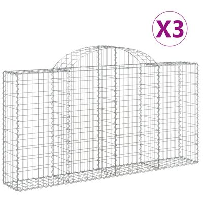 vidaXL Gabionkurver buede 3 stk 200x30x100/120 cm galvanisert jern