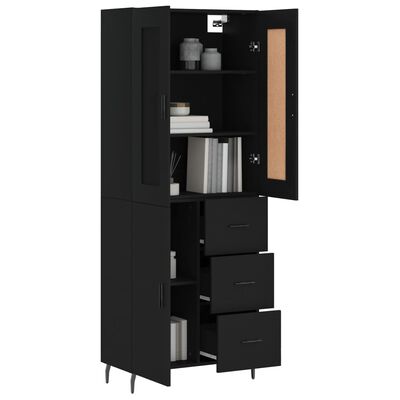 vidaXL Highboard svart 69,5x34x180 cm konstruert tre